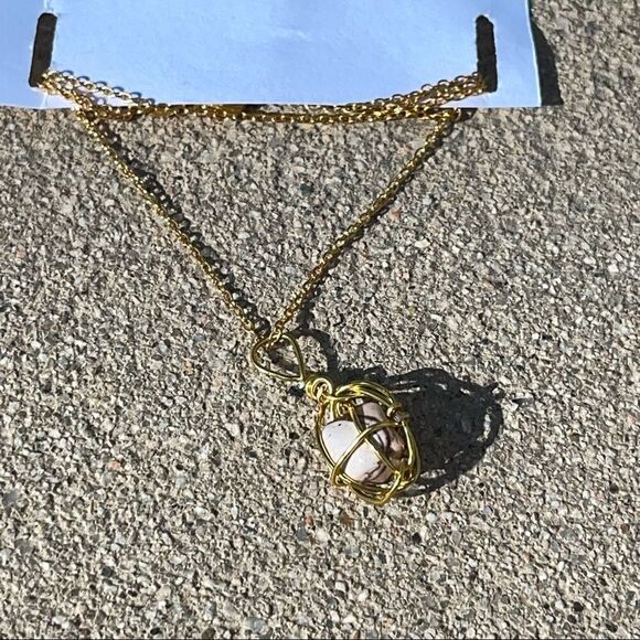 💥 MOOKAITE JASPER WIREWRAPPED GEMSTONE NECKLACE 💥 - Picture 2 of 4